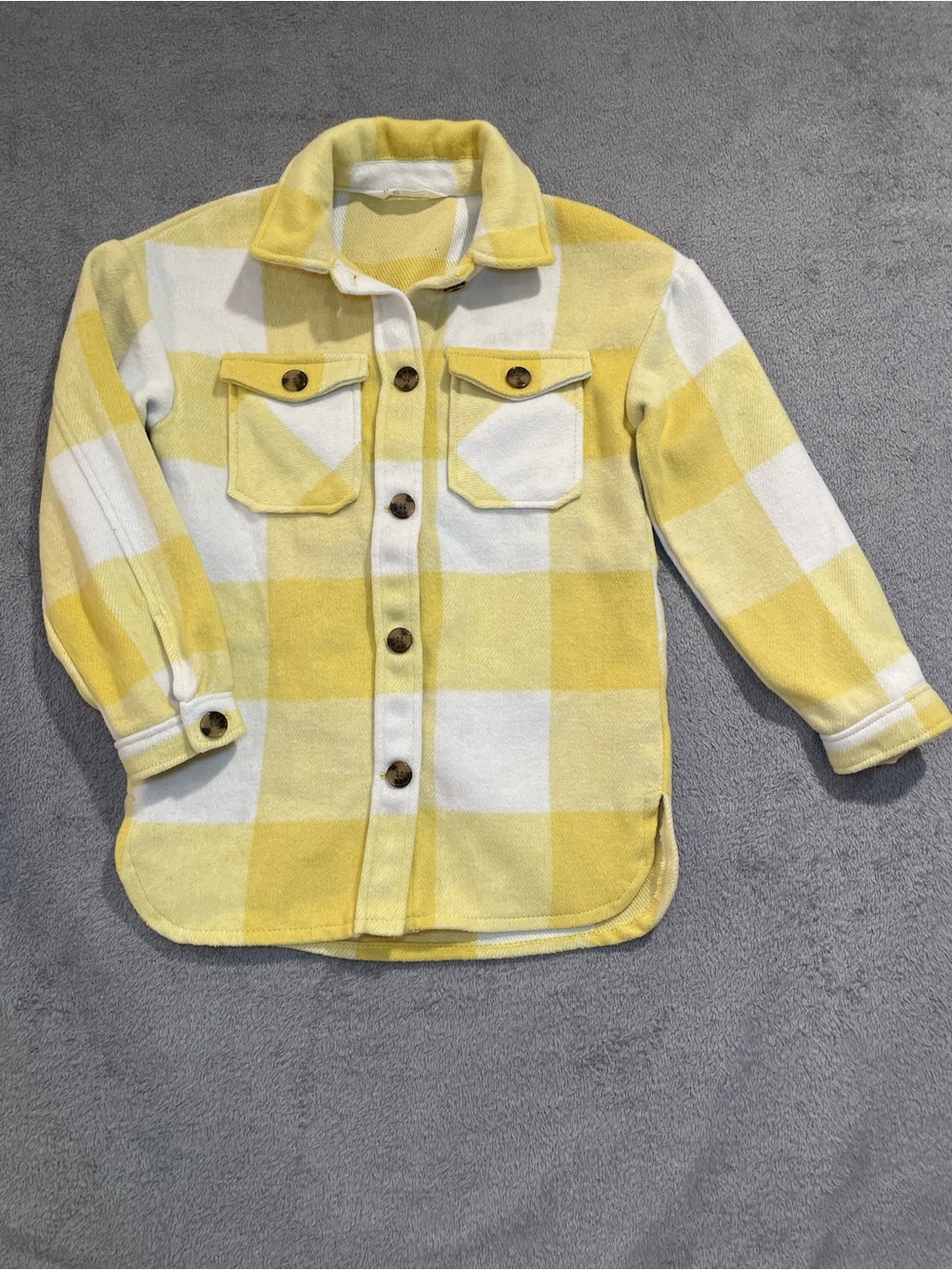 H&M Yellow and White Plaid Button-Front Shirt Jacket